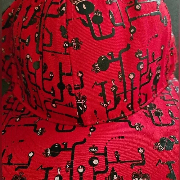 Reverb Black & Red Graphic Print Hat Baseball Cap (sz 7 5/8) - Picture 3 of 7